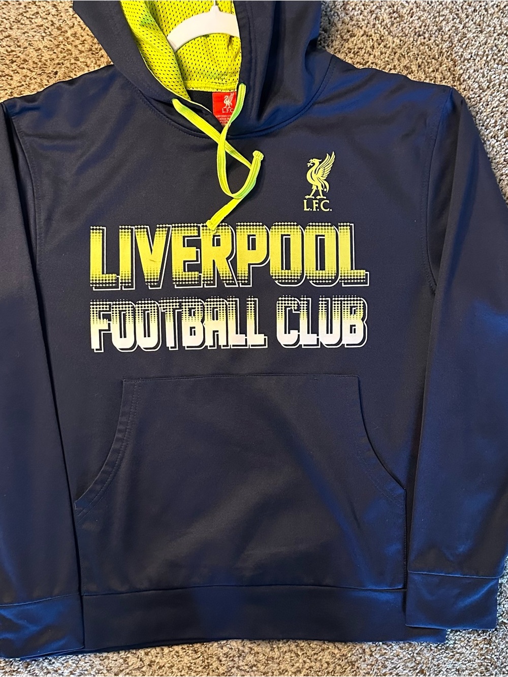 Liverpool Football Club Navy & Neon Yellow Hoodie